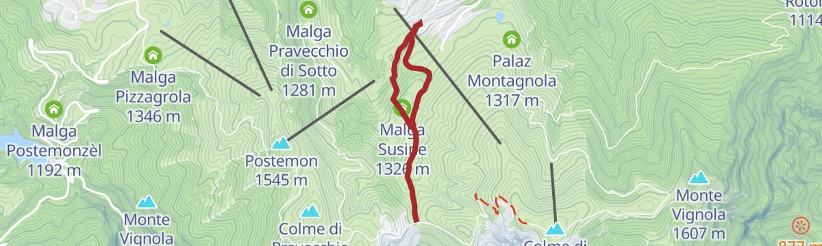 Route map: Walk through the pastures of Polsa